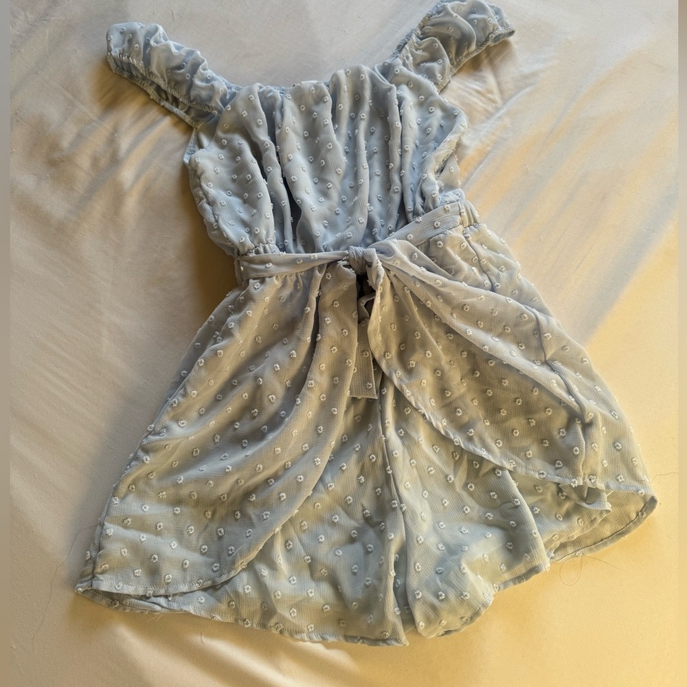 Alter’d State Blue Cloud Romper Tie Front